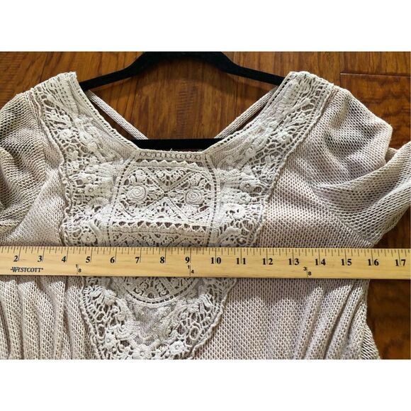 Altar’d State Dress Crochet Lace Taupe Peasant Boho Size S - Picture 10 of 11